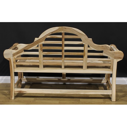 1781 - A contemporary hardwood Sissinghurst garden bench, after Sir Edwin Landseer Lutyens, 104cm high, 164... 