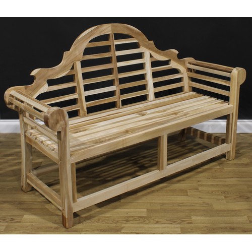 1782 - A contemporary hardwood Sissinghurst garden bench, after Sir Edwin Landseer Lutyens, 104cm high, 164... 