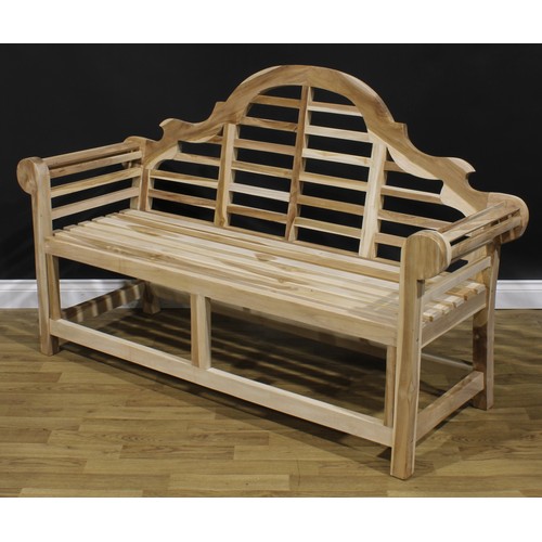 1782 - A contemporary hardwood Sissinghurst garden bench, after Sir Edwin Landseer Lutyens, 104cm high, 164... 