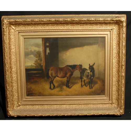 665 - John Alfred Wheeler (1821 - 1903)
Stable Mates, Horse and Donkey
signed, oil on canvas, 36.5cm x 49.... 