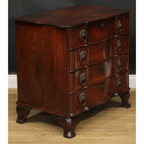 1991 - An 18th century Dutch oak arc-en-arbalète chest or commode, slightly oversailing top with moulded ed... 