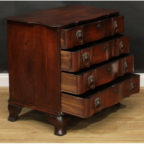 1991 - An 18th century Dutch oak arc-en-arbalète chest or commode, slightly oversailing top with moulded ed... 