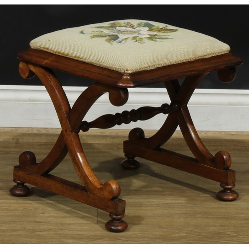 2578 - A Victorian Cheshire rosewood stool, by Robert Garnett (1805-1877), Penketh, stamped, stuffed-over s... 