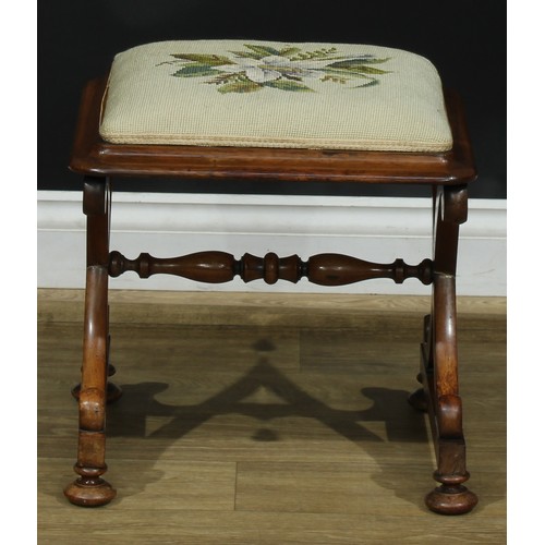 2578 - A Victorian Cheshire rosewood stool, by Robert Garnett (1805-1877), Penketh, stamped, stuffed-over s... 