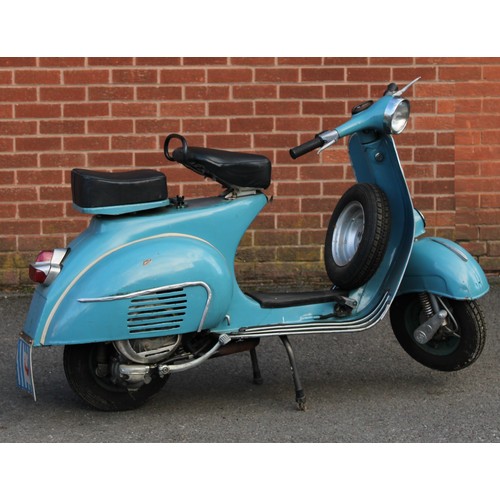 2428 - A 1960's Piaggio Vespa 150 motor scooter, 150cc, in blue, odometer reading 46km, with one key

Reput... 