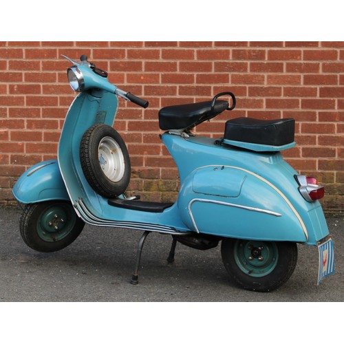 2428 - A 1960's Piaggio Vespa 150 motor scooter, 150cc, in blue, odometer reading 46km, with one key

Reput... 