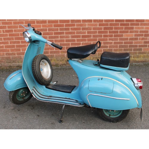 2428 - A 1960's Piaggio Vespa 150 motor scooter, 150cc, in blue, odometer reading 46km, with one key

Reput... 