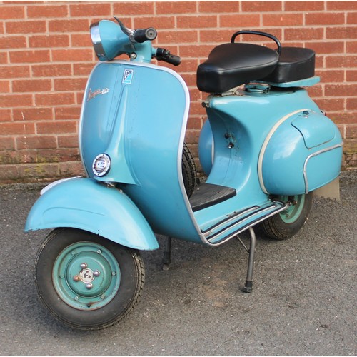 2428 - A 1960's Piaggio Vespa 150 motor scooter, 150cc, in blue, odometer reading 46km, with one key

Reput... 