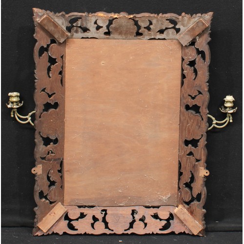 2436 - A Baroque design Florentine oak pier glass, bevelled mirror plate, the frame carved with acanthus an... 