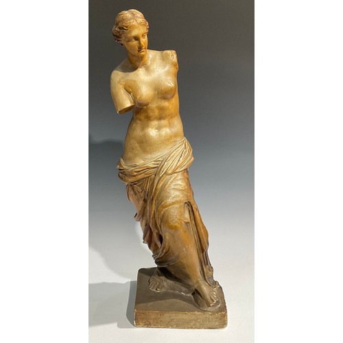 1858 - A painted plaster cast figure, Venus de Milo, after the antique, possibly French, 81cm high, the bas... 