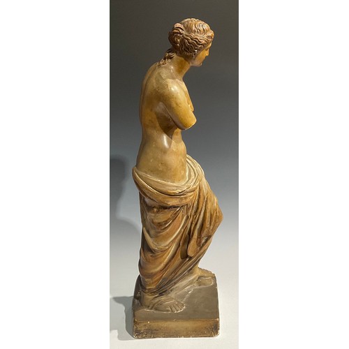 1858 - A painted plaster cast figure, Venus de Milo, after the antique, possibly French, 81cm high, the bas... 