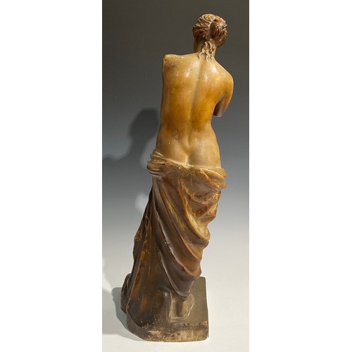 1858 - A painted plaster cast figure, Venus de Milo, after the antique, possibly French, 81cm high, the bas... 