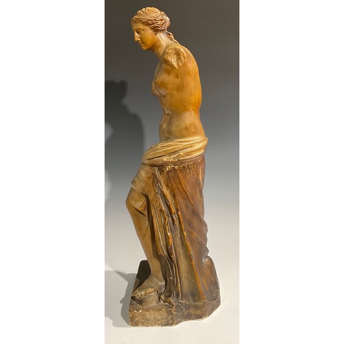 1858 - A painted plaster cast figure, Venus de Milo, after the antique, possibly French, 81cm high, the bas... 