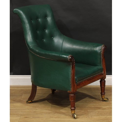 1986 - A Post-Regency William IV rosewood streamlined-lyre-form library chair, in the manner of Gillows of ... 