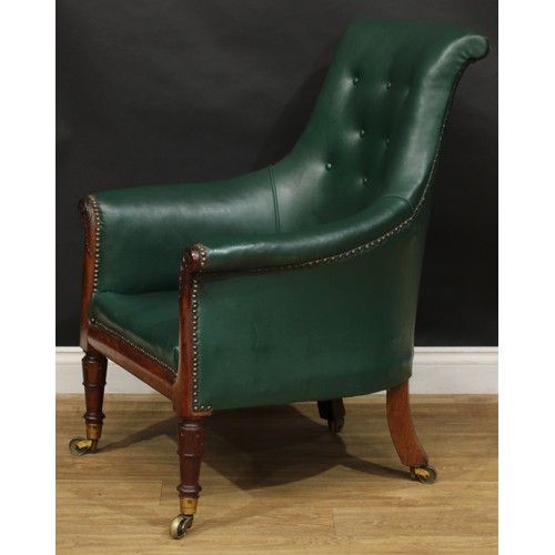 1986 - A Post-Regency William IV rosewood streamlined-lyre-form library chair, in the manner of Gillows of ... 