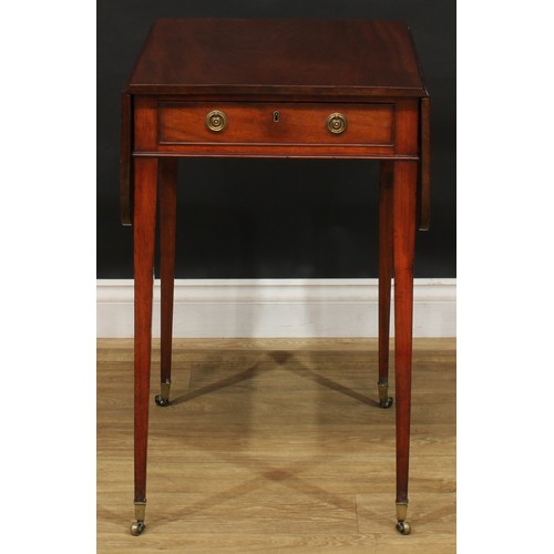 1800 - A George III mahogany Pembroke table, of small and neat proportions, rounded rectangular top with fa... 