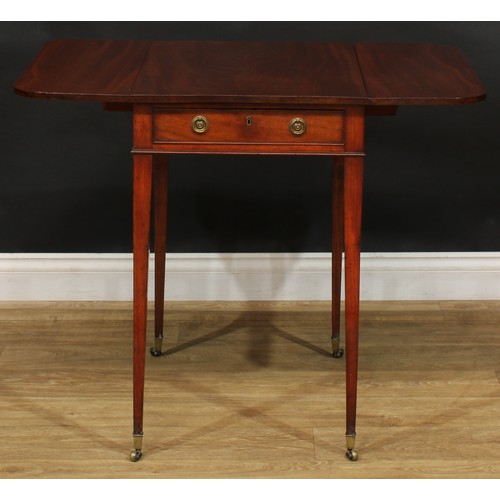 1800 - A George III mahogany Pembroke table, of small and neat proportions, rounded rectangular top with fa... 