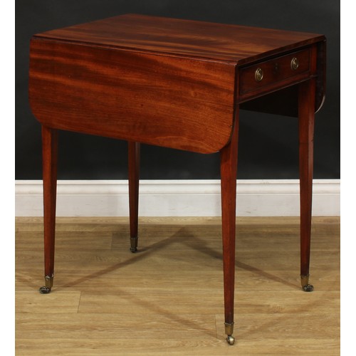 1800 - A George III mahogany Pembroke table, of small and neat proportions, rounded rectangular top with fa... 