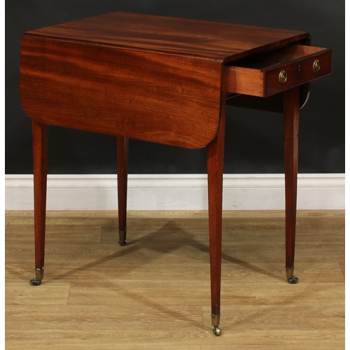 1800 - A George III mahogany Pembroke table, of small and neat proportions, rounded rectangular top with fa... 