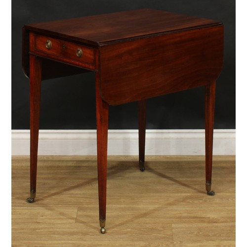 1800 - A George III mahogany Pembroke table, of small and neat proportions, rounded rectangular top with fa... 