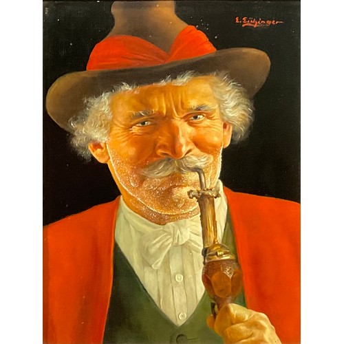 594 - Erwin Eichinger (1892 - 1950)
Man Holding Pipe
signed, oil on board, 25cm x 19cm