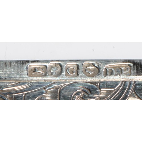 1104 - A Victorian silver shaped rectangular castle top visiting card case, engraved with a view of the Sco... 