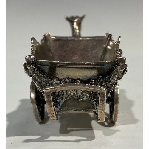 868 - A Continental cast silver miniature model, of a goat and cart, 11.5cm long, import mark for London 1... 