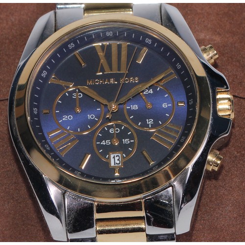 1297 - A Michael Kors stainless steel and gilt wristwatch black dial with three subsidiaries and date apert... 