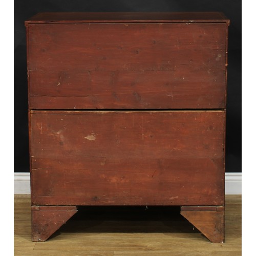 2491 - A George IV mahogany split chest, slightly oversailing top above two short and three long graduated ... 