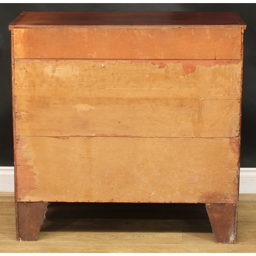 2050 - A George IV mahogany chest, crossbanded rectangular top above three long graduated cockbeaded drawer... 