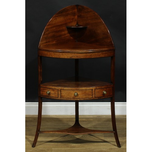 1792 - A George III mahogany corner washstand, 107cm high, 59cm wide, 40cm deep, c.1800