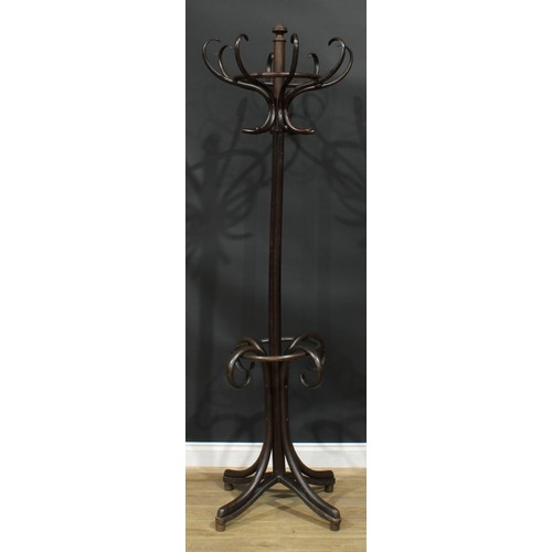 2332 - An early 20th century Austrian bentwood coat stand, by Jacob & Josef Kohn, stamped KOHN, 204cm high