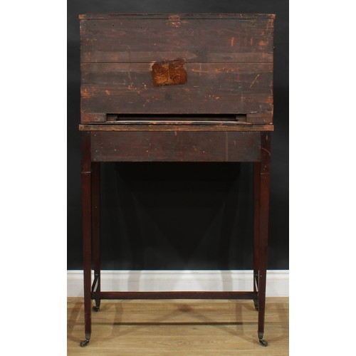 1788 - A George III mahogany campaign cheveret desk or bonheur du jour, rectangular top above a pair of doo... 