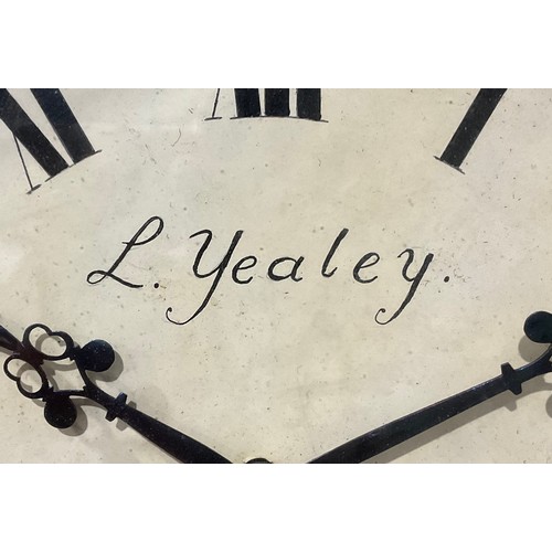 2379 - A Victorian brass strung mahogany drop-dial wall clock, 25.5cm circular dial inscribed L. Yealey, BU... 