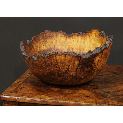 2722 - Mike Chai Scott (b.1943), a large burr elm bowl, signed Chai, dated 20.1.86, numbered 138, 36cm diam... 