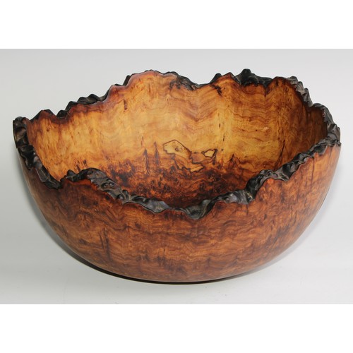 2722 - Mike Chai Scott (b.1943), a large burr elm bowl, signed Chai, dated 20.1.86, numbered 138, 36cm diam... 