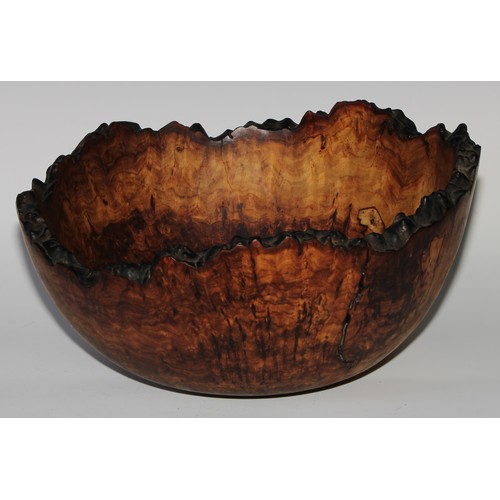 2722 - Mike Chai Scott (b.1943), a large burr elm bowl, signed Chai, dated 20.1.86, numbered 138, 36cm diam... 