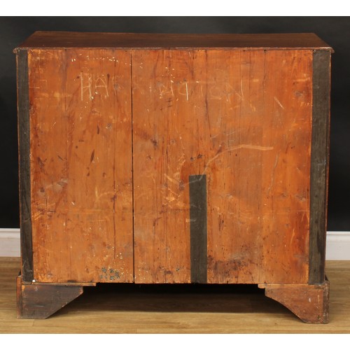 1944 - A George III oak chest, slightly oversailing top above two short and three long graduated cockbeaded... 