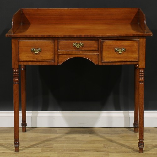 1621 - A 19th century mahogany bedroom side table or washstand, rectangular top with three-quarter gallery ... 