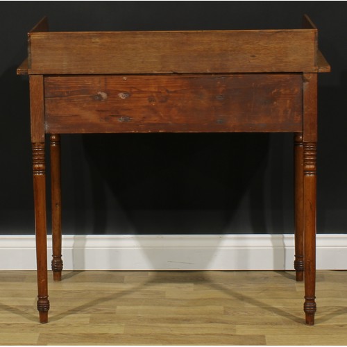 1621 - A 19th century mahogany bedroom side table or washstand, rectangular top with three-quarter gallery ... 