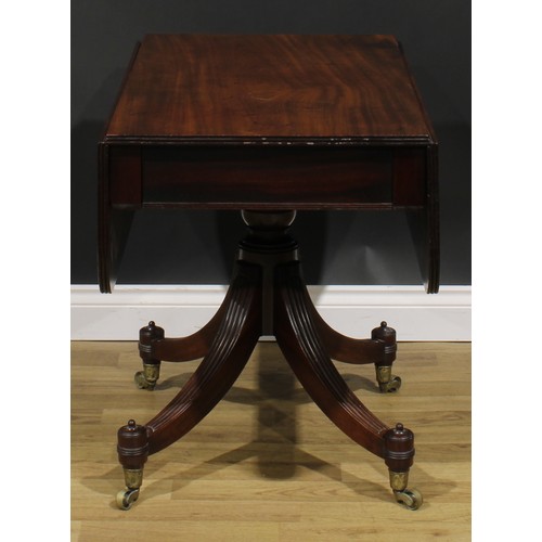 2489 - A George IV mahogany Pembroke table, possibly Scottish, rounded rectangular top with reeded edge and... 