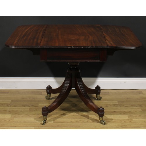 2489 - A George IV mahogany Pembroke table, possibly Scottish, rounded rectangular top with reeded edge and... 