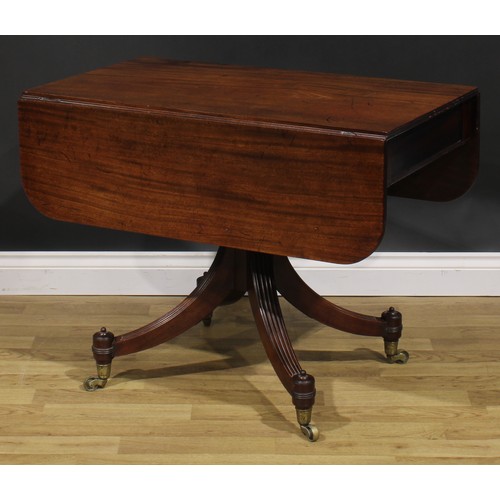 2489 - A George IV mahogany Pembroke table, possibly Scottish, rounded rectangular top with reeded edge and... 