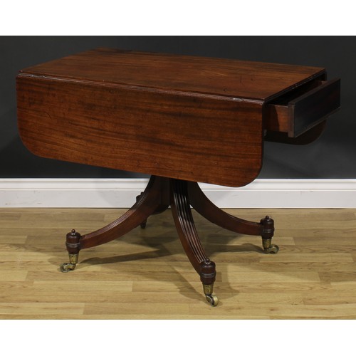 2489 - A George IV mahogany Pembroke table, possibly Scottish, rounded rectangular top with reeded edge and... 