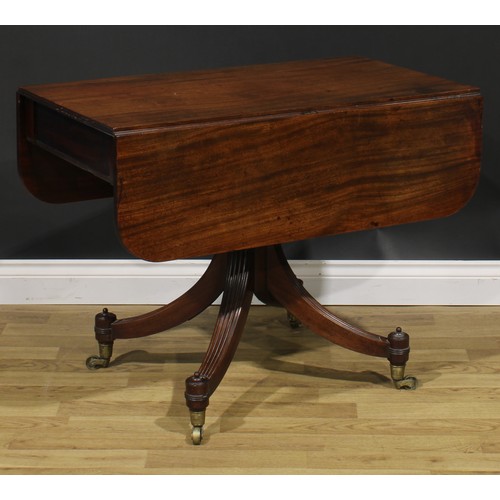 2489 - A George IV mahogany Pembroke table, possibly Scottish, rounded rectangular top with reeded edge and... 