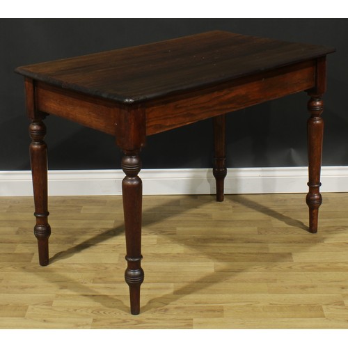 1914 - An early 20th century oak centre table, rounded rectangular top, turned legs, 78cm high, 107cm wide,... 