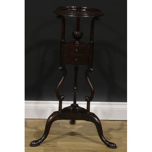 1744 - A George III mahogany tripod wig stand or washstand, 80cm high, 30.5cm diameter, c.1800