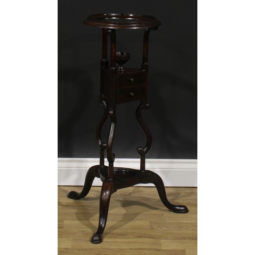 1744 - A George III mahogany tripod wig stand or washstand, 80cm high, 30.5cm diameter, c.1800