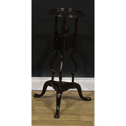 1744 - A George III mahogany tripod wig stand or washstand, 80cm high, 30.5cm diameter, c.1800