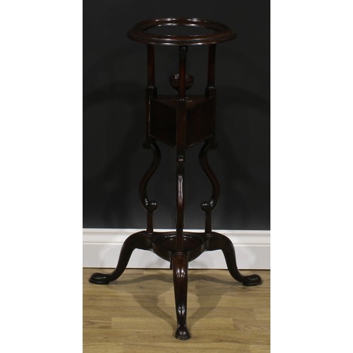 1744 - A George III mahogany tripod wig stand or washstand, 80cm high, 30.5cm diameter, c.1800